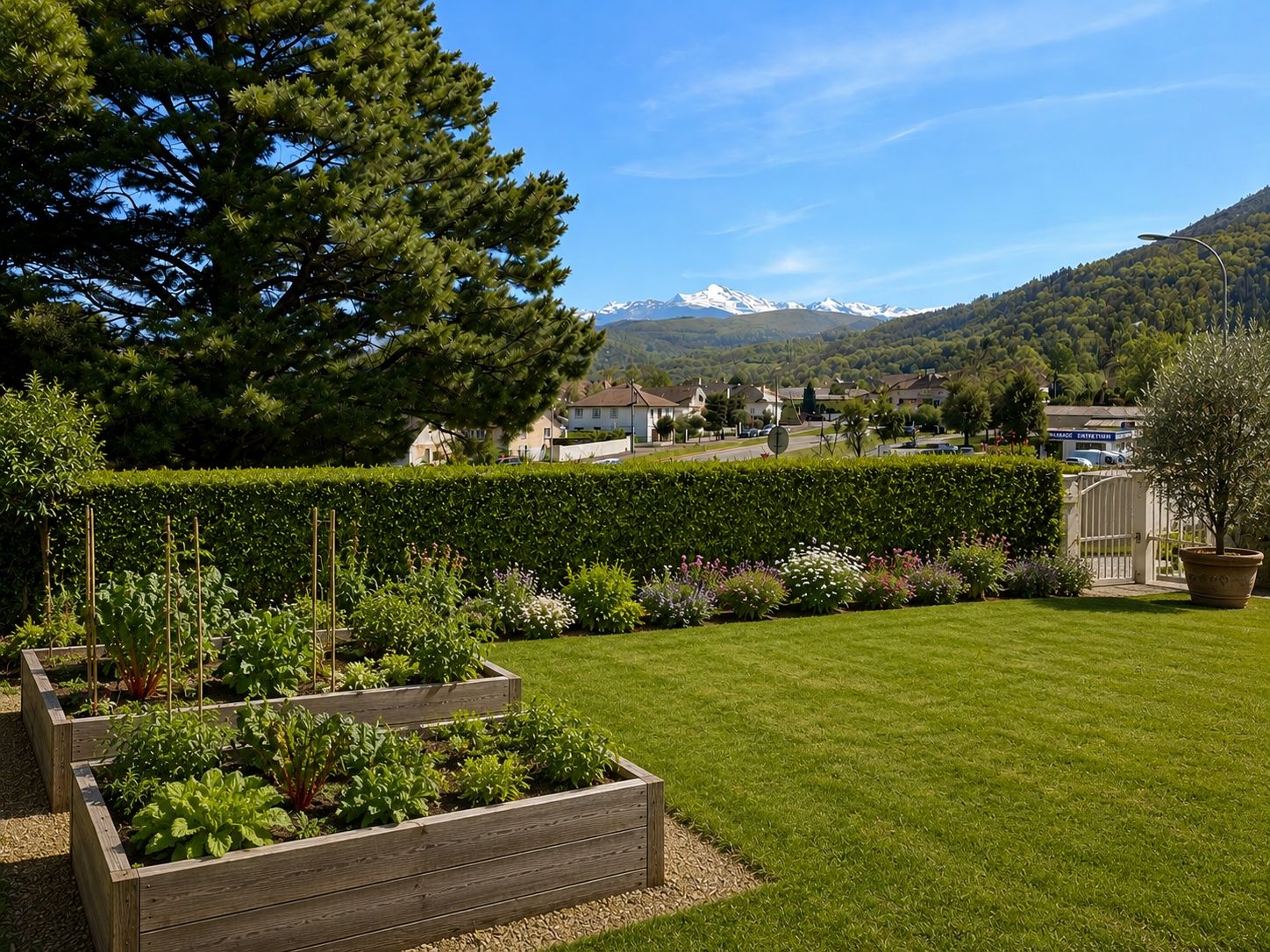 Vue sur les Pyrénées depuis les salles partagées de l'habitat partagé de Lourdes