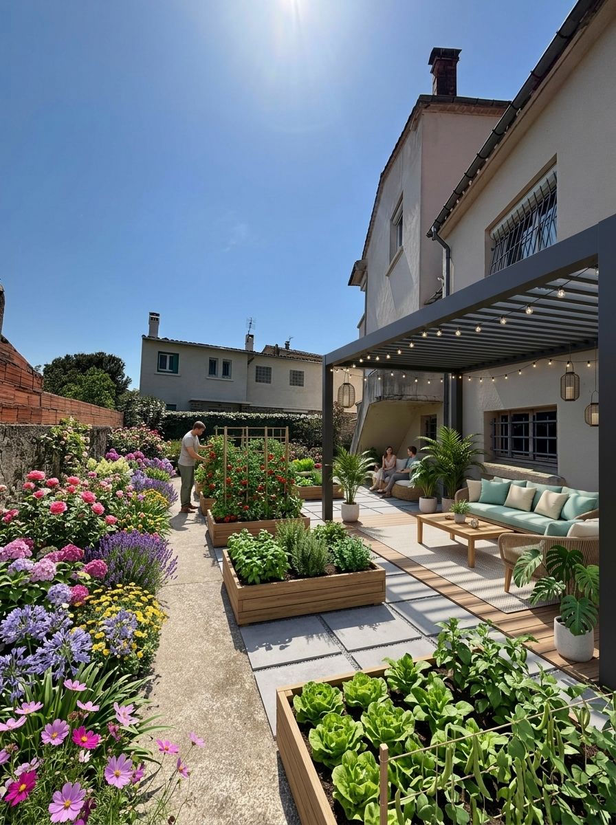 Les jardins de la bastide Jardin aménagé avec un potager de l'habitat partagé de Carcassonne